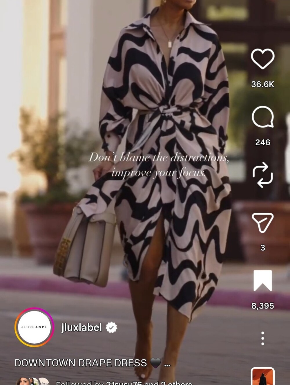 JLUXLABEL Beige and Black Abstract Long Sleeve Shirt Dress